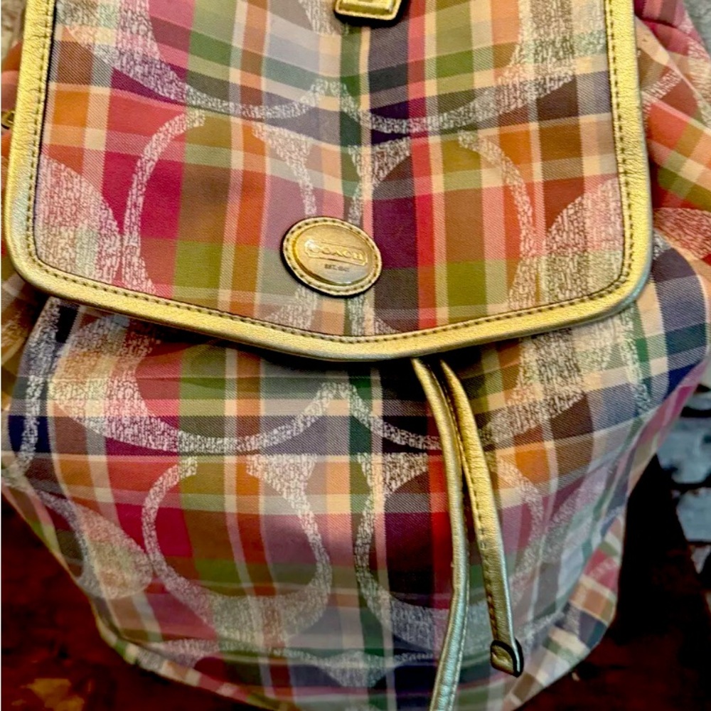 Coach Daisy Poppy Plaid Backpack Retired!!